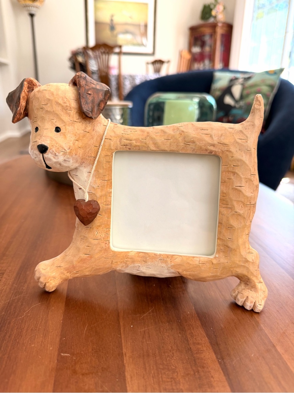 2002 Connoisseur Dog Photo Frame | Rustic Terrier Puppy Heart Decor